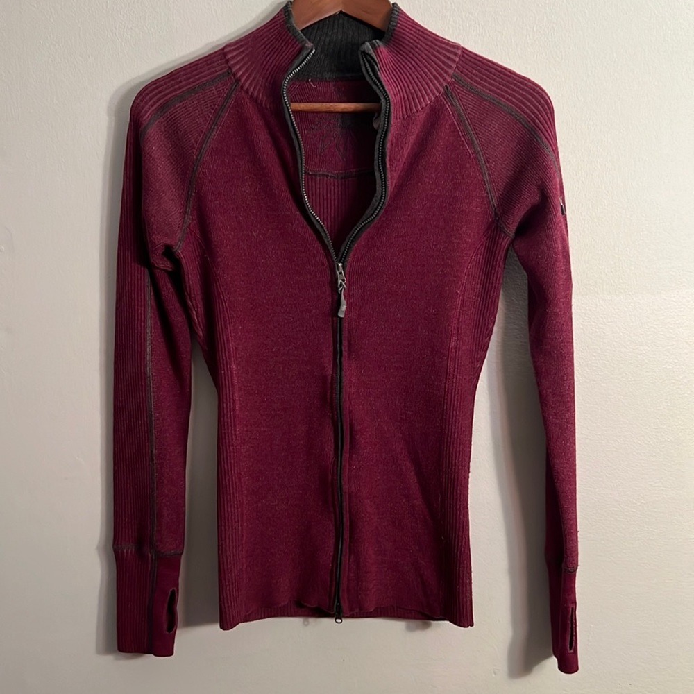 Athleta Magenta Fitted Wool Blend Salutation Full Zip Jacket Womens Size S